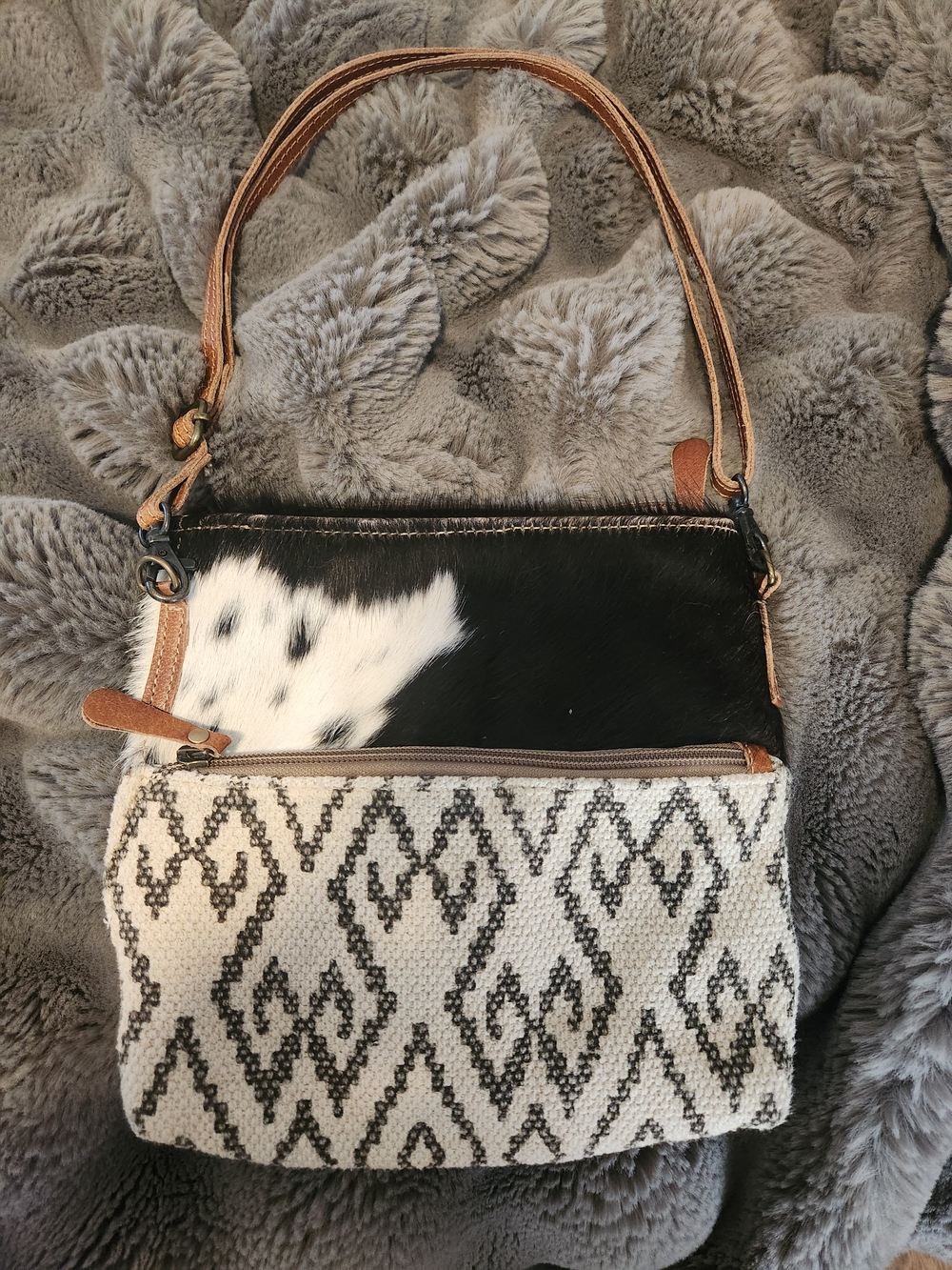 Myra Bag Brown & White Cowhide Patterned Women’s Shoulder Bag